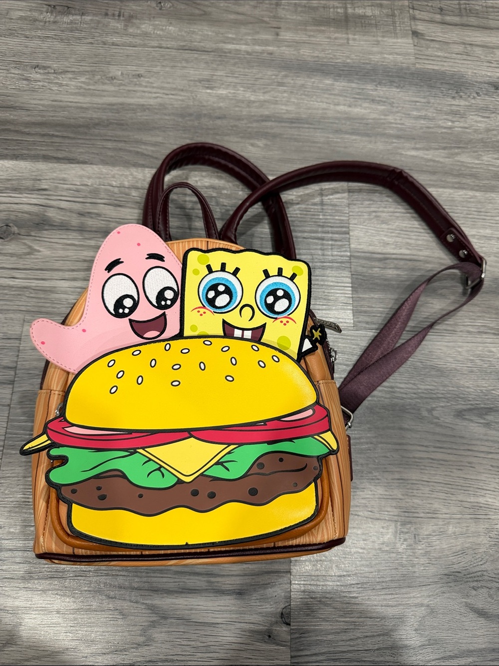 Loungefly Yellow Sponge & Pink Star Cheeseburger Crossbody Bag